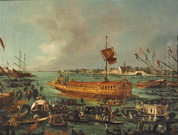 The Bucintoro With San Nicolo Al Lido In The Background - view 1