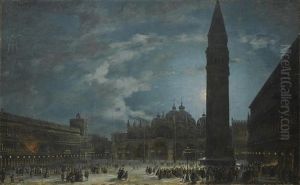The Piazza San Marco, Venice, In The Early Hours Of The Last Evening Of Carnival, 1865