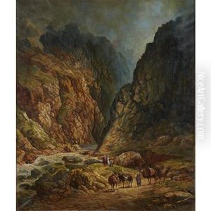 Travellers In A Mountain Pass by Il'ia Nikolaevich Zankovskii
