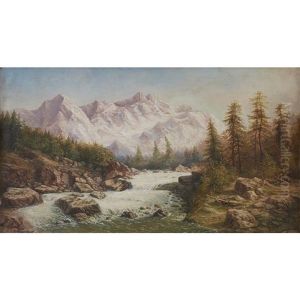 Mountain Landscape With Rushing River by Il'ia Nikolaevich Zankovskii