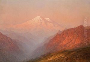 Sunrise With Distant Snow Capped Mountain At Sunset