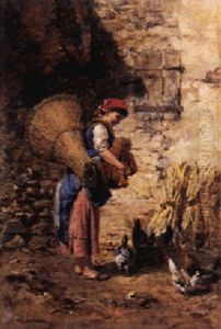 Bauerin Mit Huhnerschar by Giuseppe Zannoni
