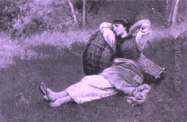 Peasant Girl Relaxing In A Field - view 1