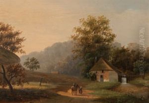 Landschaft Mit Bauernhaus Und Tierund Figurenstaffage by Arnoldus Antonius Christianus van't Zant