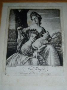 A Portrait Of The Miss Wrights With A Lamb In A Garden Setting A Portrait Of The Miss Wrights With A Lamb In A Garden Setting