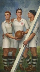 Tres Futbolistas Con Boina by Angel Zarraga Arguelles
