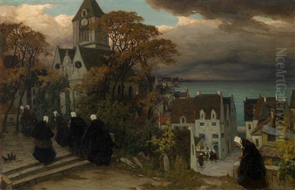 Breton Women On Their Way To Mass by Viktor Ivanovich Zarubin