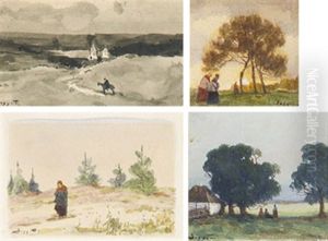 Landscapes (4 Works, Various Sizes) by Viktor Ivanovich Zarubin
