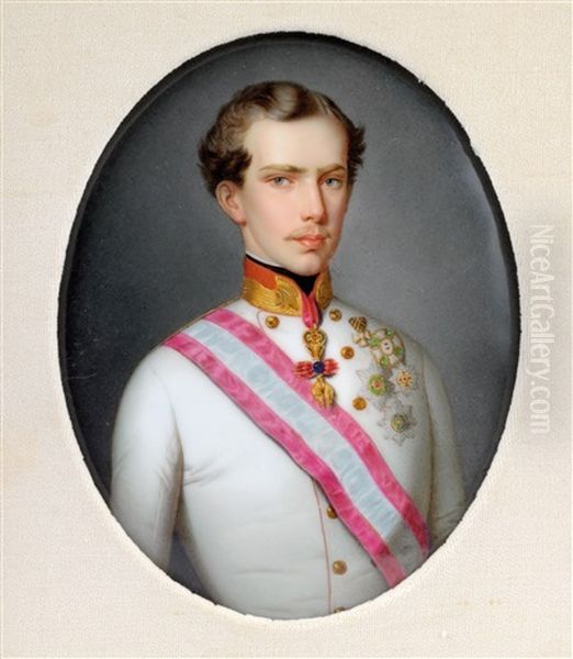 Kaiser Franz Joseph I. Von Osterreich Und Kaiserin Elisabeth, 2 Porzellanportrats - view 1