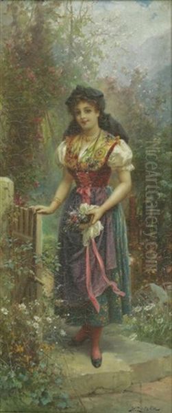 Young Woman By The Garden Gate - view 1