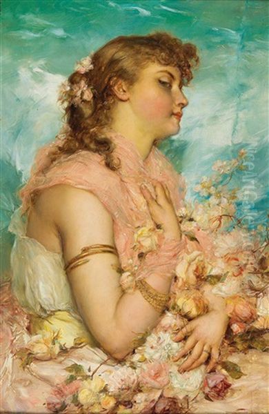 A Young Woman With Roses - view 1