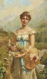 Allegory Of Flora With Alpine Landscape by Hans Zatzka