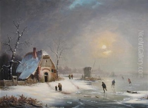 Skaters On A Frozen Pond - view 1