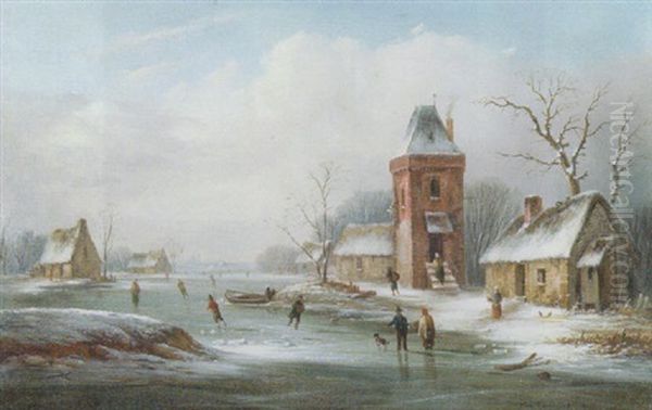 Skaters On A Frozen Pond - view 1
