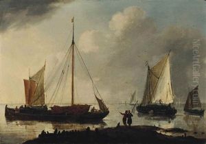A Calm Coastal Landscape With Shipping And Figures A Calm Coastal Landscape With Shipping And Figures