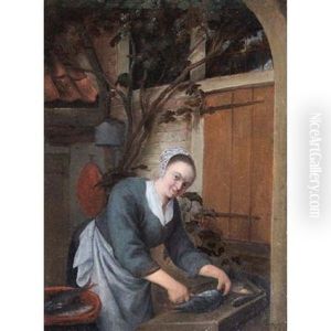 A Young Maid Cleaning Fish (after Adriaen Van Ostade)