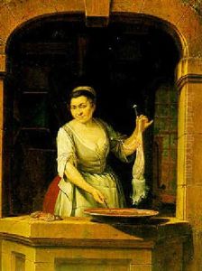 A Kitchen Maid Skinning A Hare