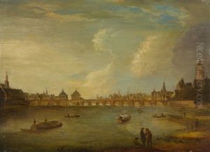 Die Alte Brucke In Frankfurt Am Main, Von Osten Gesehen by Johann Caspar Zehender