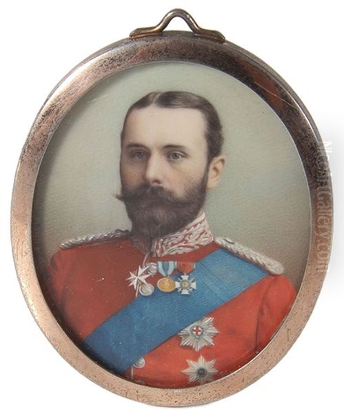 A Very Fine Portrait Miniature Of Prince Henry Of Battenberg (1858-1896) By Johannes Zehngraf (danish 1857-1908) - view 1