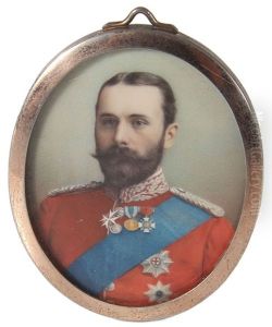 A Very Fine Portrait Miniature Of Prince Henry Of Battenberg (1858-1896) By Johannes Zehngraf (danish 1857-1908)