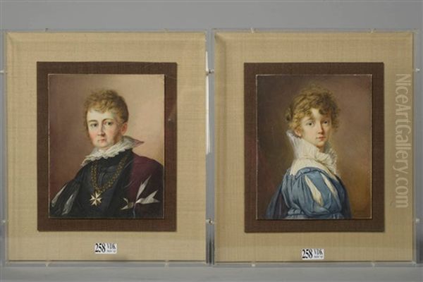 Portrait D"un Gentilhomme En Costume De L"ordre De Malte; Portrait D"une Dame De Qualite (2 Works) - view 1
