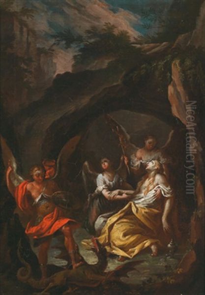 Die Heilige Margarethe Mit Engeln In Einer Felsenhohle - view 1
