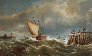 Shipping In A Swell by William Broome Of Ramsgate