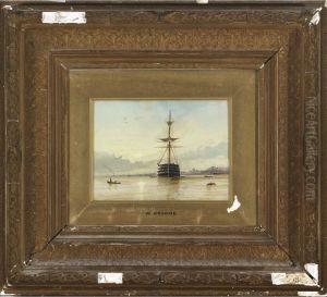 Sunset, Shipping In Woolwich Reach by William Broome Of Ramsgate