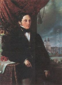 Bildnis Eines Jungen Aristokraten, Im Hintergrund Die Klosteranlage Raigern/mahren Bildnis Eines Jungen Aristokraten, Im Hintergrund Die Klosteranlage Raigern/mahren