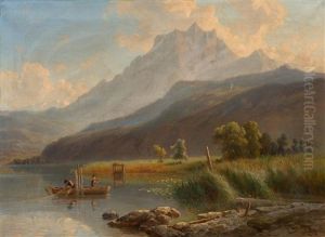 The Pilatus With Fishermen In The Foreground The Pilatus With Fishermen In The Foreground