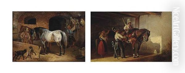 A Stable Scene, And The Young Cavalry Officer (pair) - view 1