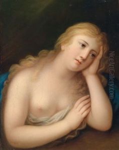 Melancholie, Junge Frau Mit Aufgestutztem Kopf by Anton Zeller