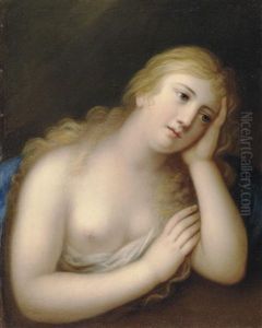 Junges Madchen, Ihren Kopf Auf Eine Hand Gestutzt by Anton Zeller
