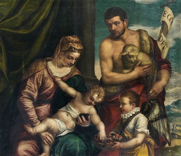 La Vierge A L'enfant Avec Saint Jean-baptiste Et Un Jeune Garcon En Ange - view 1