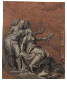 Allegorical Figures Of Time, Peace And Fame by Giovanni Battista Zelotti