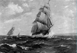 Segelschiffe Vor Einer Kuste by Philipp Zeltner