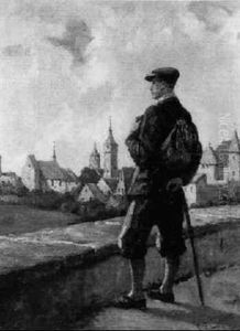 Wandersmann Mit Blick Auf Rothenburg Ob Der Tauber by Philipp Zeltner