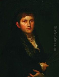 Portrait Of Lady With A Fan by Frantisek Ii Zenisek
