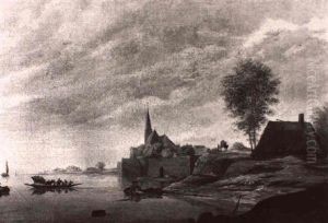 Fluslandschaft Mit Einer F,hre Fluslandschaft Mit Einer F,hre