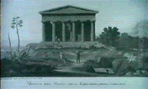 Veduta Del Tempio Della Concordia, Presso Girgenti Siragusa, Presa Dall' Anfiteatro Antico by Francesco Zerillo