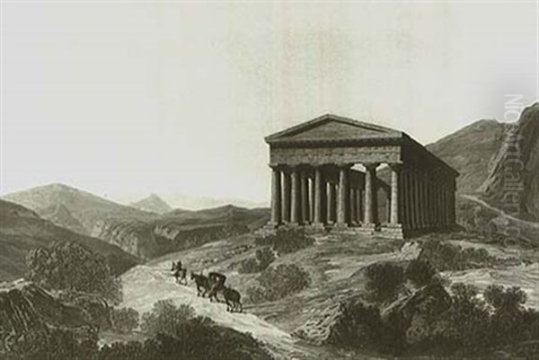 The Temple Of Segesta With Travellers On A Road - view 1