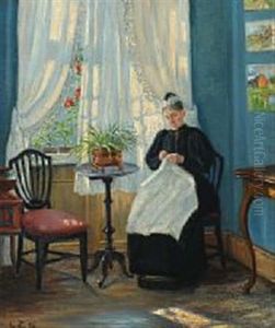 A Seamstress In A Sunlit Room