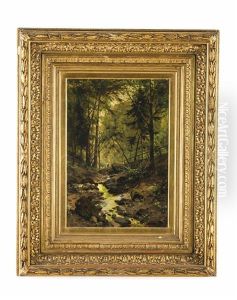 Waldbach Im Herbst Mit Reisigsammlerin thumbnail