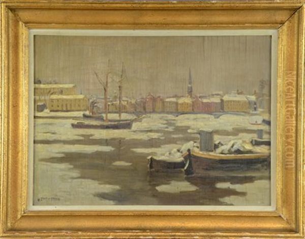 View Of Stockholm With Boats In Icy Waters - view 1