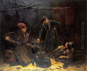 Scene D'interieur Avec Enfants, En Europe Centrale by Wilhelmina (Mimmi Katarina) Zetterstroem