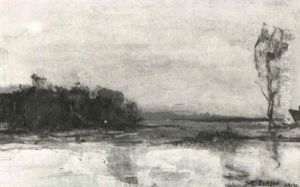Vorgebirgslandschaft Mit See by Max Zettler