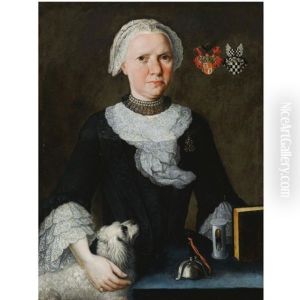 Portrait Of Maria Francisca Elisabeth Von Thurn Und Valsassina-von Baden Mittib, Behind A Table With A Dog