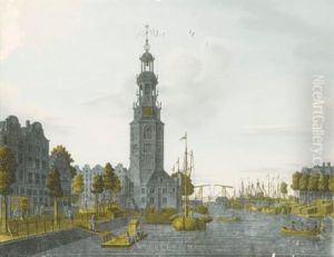 Amsterdam, A View From The Ridderbrug Across The Oude Schans Toward The North-east Overlooking The Kikkerbilsluis, The Gravenhekje To The Right And The Montelbaans Toren To The Left Amsterdam, A View From The Ridderbrug Across The Oude Schans Toward The North-east Overlooking The Kikkerbilsluis, The Gravenhekje To The Right And The Montelbaans Toren To The Left