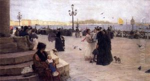 Buntes Treiben Am Ufer Vor Dem Dogenpalast In Venedig by Alessandro Zezzos