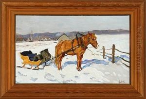Winter Landscape With A Horse And Sledge